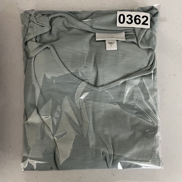 J Jill Womens L Sage Boho Tunic Top Button Detail Sleeves Pom Pom Trim Stretchy - Picture 15 of 15